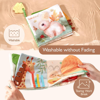 hahaland Baby Book for 1 Year Old - Touch and Feel Soft Activity Books Tummy Time Baby Toy 6 9 12 18 Months Interactive Book for Babies 6-12 Month on Airplane Birthday Easter Basket Stuffers