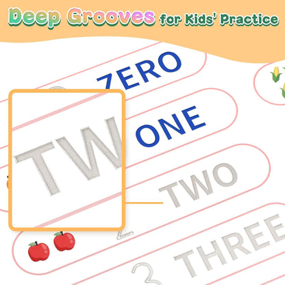 Large Grooved Handwriting Practice with Pencil Grips for Kids, 2 Pack 10.5 x 7 in Reusable Children's Magic Copybooks Children Tracing Books Ages 3-8 for Preschool Kindergarten Learning Activities