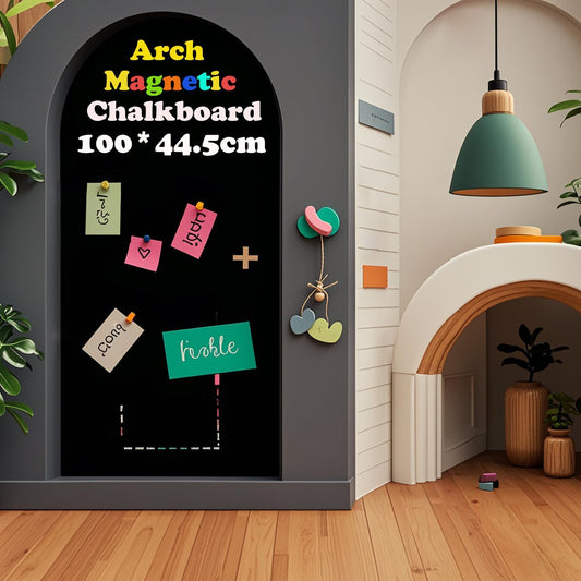 Magnetic Whiteboard Wall Arch Decal 39.3"x17.5" Adhesive Magnetic Dry Erase White Board Sticker with 36 Magnet Letter Removable Contact Paper Peel and Stick Whiteboard Wallpaper Roll