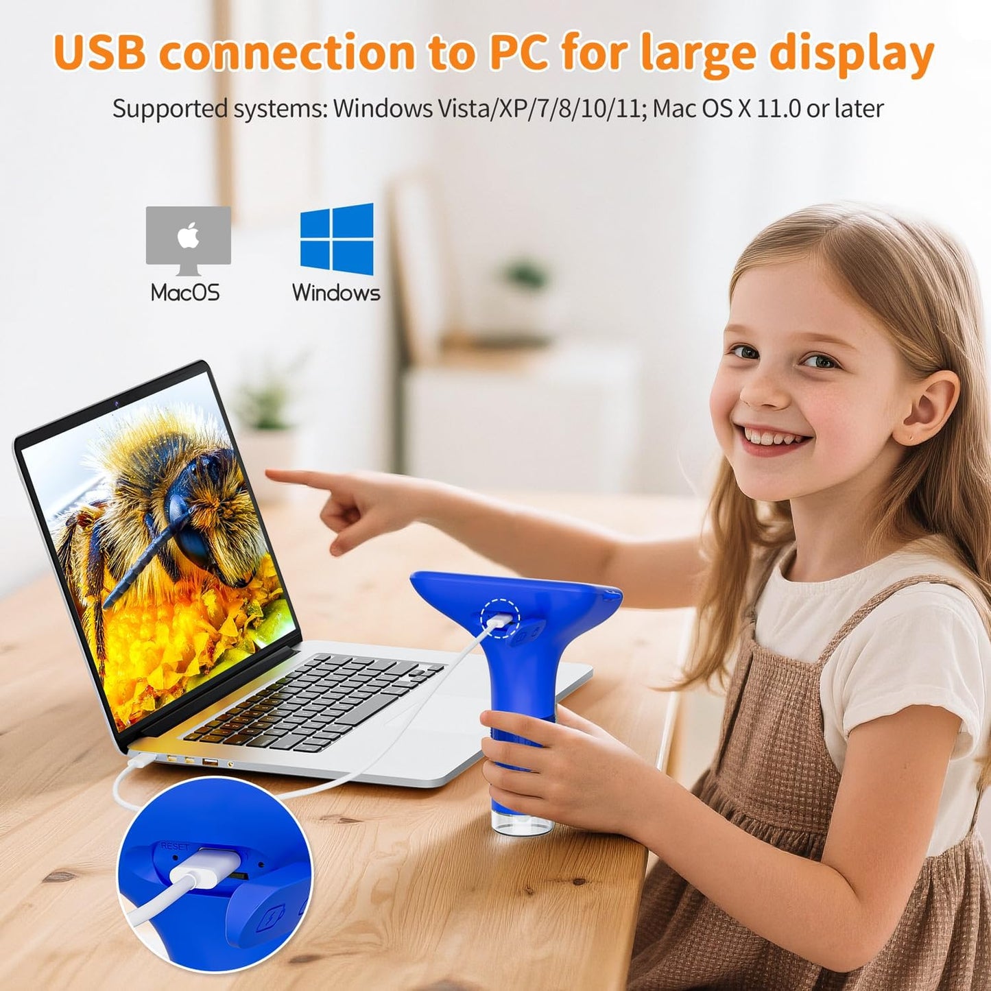 SKYBASIC Digital Microscope for Kids, 3" Screen 1000X Handheld Microscope HD Pocket Portable Microscopes Camera, Science Edu Fun Toys for Ages 4-12 Children Students Boys Girls -Blue