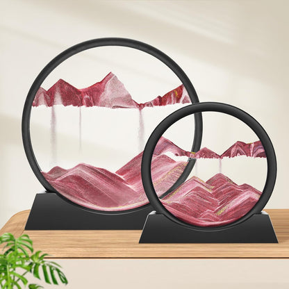 Wai Danie Moving Sand Art Picture 3D Hourglass Deep Sea Sandscape Liquid Motion Display Painting Flowing Sand Frame Relaxing Desktop Home Office Work Decor (Black, 12 Inches)