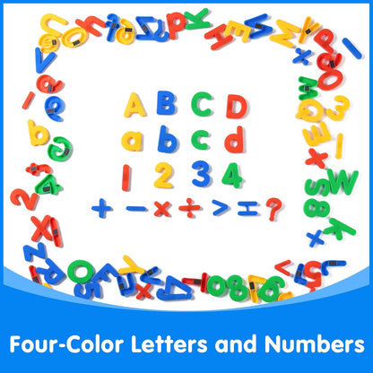 Magnetic Tray with 95 Magnetic Letters & 36 Alphabet Flash Cards – Kids Dry Erase Board, Magnetic Board for Kids & Classroom Learning Tool (Cyan)