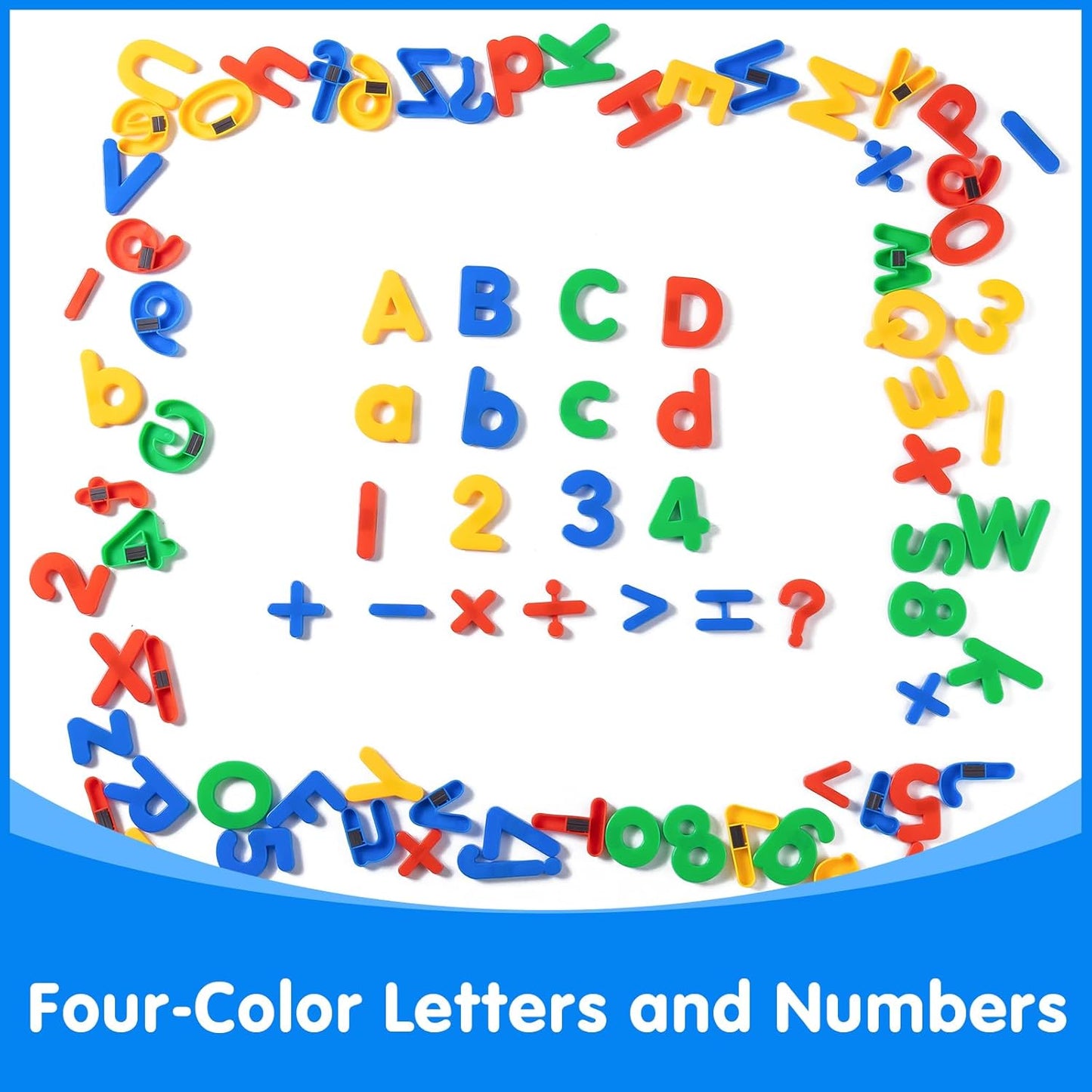 Magnetic Letter and Number Trays (13" X 10") - 100 Pcs Math Linking Cubes with 384 Cartoon Stickers