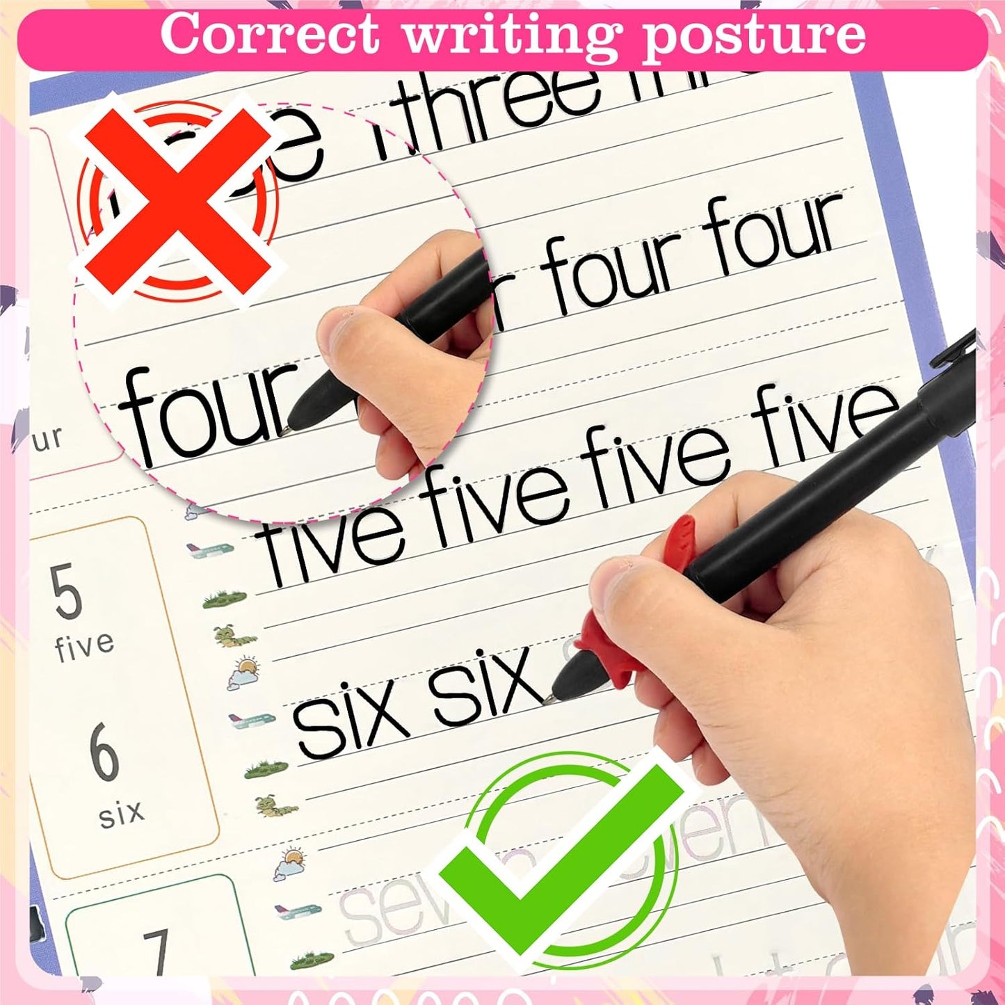 6 Pack Magic Grooved Writing Practice Books Reusable Magical Handwriting Practice for Kids Ages 3-8 Kindergarten Back to School Educational Gift Preschool Valentines Classroom Gift