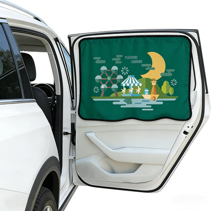 Magnetic Car Window Shade for Baby,Blackout Car Window Curtain,Car Shades for Side Windows,Sun Shade for Car Window baby,Cartoon Pattern Car Window Cover,UV Protection &Heat Blocking(Underwater World)