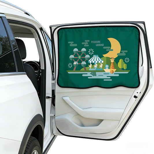 Magnetic Car Window Shade for Baby,Blackout Car Window Curtain,Car Shades for Side Windows,Sun Shade for Car Window baby,Cartoon Pattern Car Window Cover,UV Protection &Heat Blocking(Underwater World)