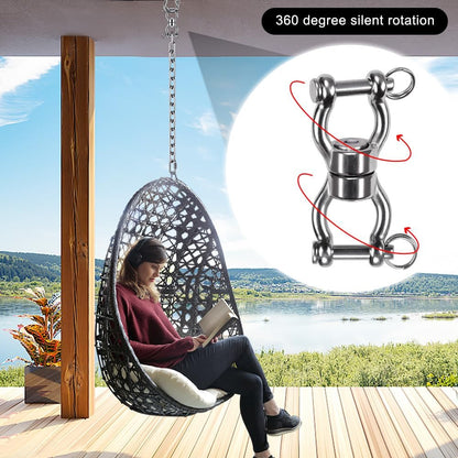 SELEWARE Silent Bearing Swing Swivel, 360° Rotational Device Hanging Accessory with Removeable Buckle for Tree Swing, Hammock Chair, Climbing Rope, Yoga, Kids Swing Swivel 1200LB Capacity, 2 Pack