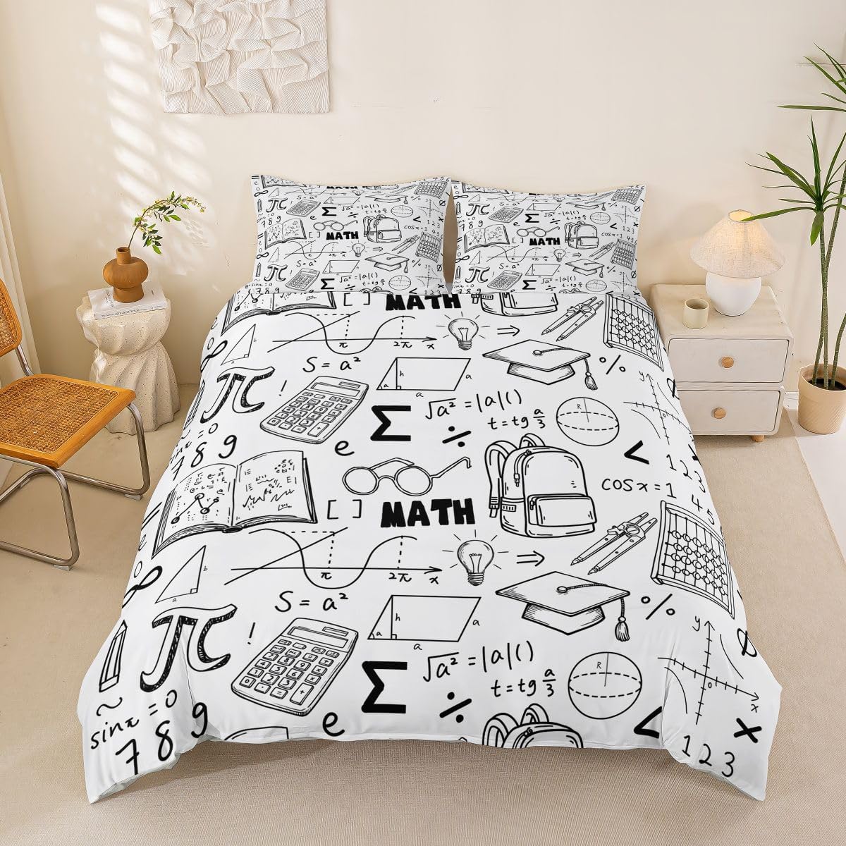 Erosebridal Chemistry Lab Bedding Set Twin Size Chemical Equation Duvet Cover for Boys Girls Chemical Elements Science Theme Comforter Cover Teens Kids Science Students Bedding School Dorm Room Decor