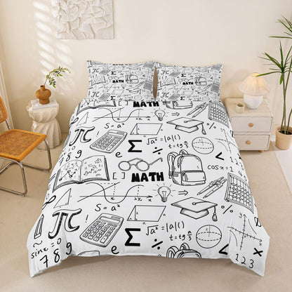 Erosebridal Chemistry Lab Bedding Set Twin Size Chemical Equation Duvet Cover for Boys Girls Chemical Elements Science Theme Comforter Cover Teens Kids Science Students Bedding School Dorm Room Decor