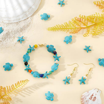 100pcs Blue and White Turquoise Cross Spacer Beads 8x10mm Semi Precious Stone Bead Easter Cross Gemstone Loose Beads for Jewelry Making Charms Beading Bracelets Necklaces Earrings Crafts