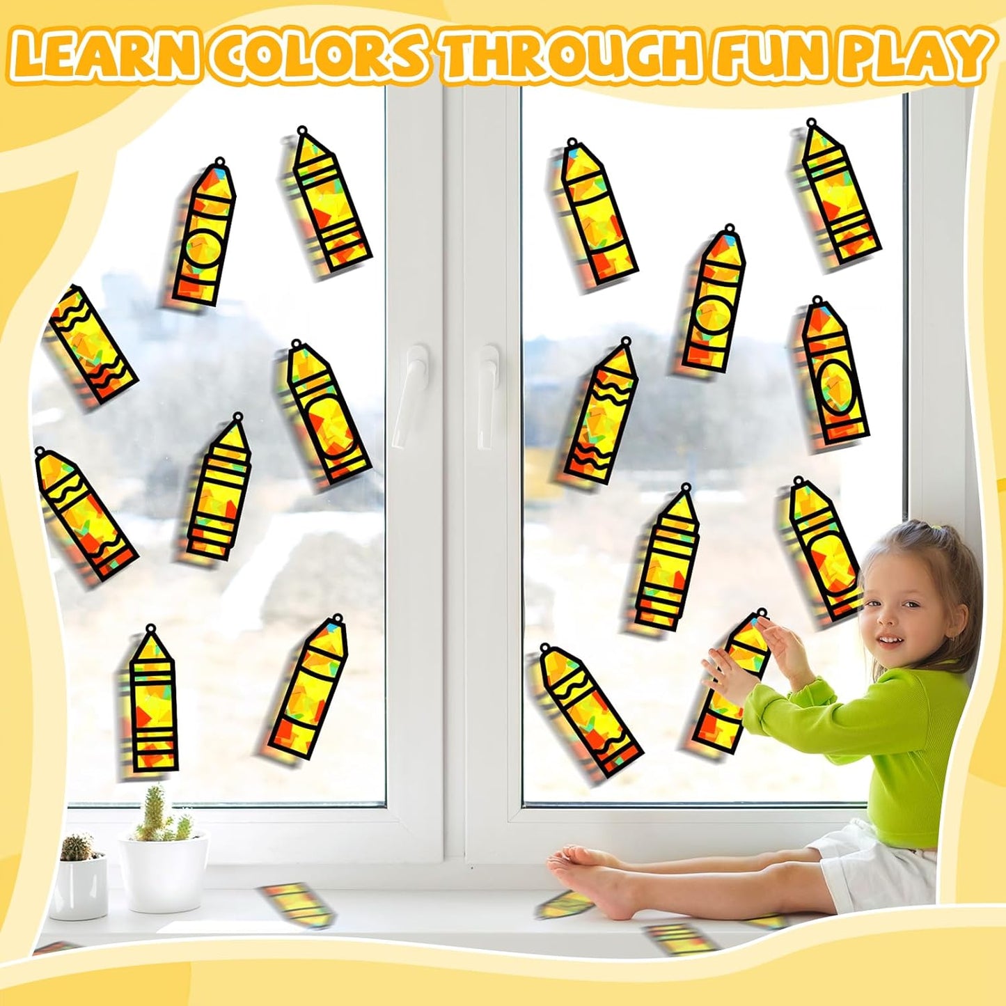 32 Sets Outer Space Suncatchers Craft Kit DIY Window Stained Glass Effect Planet Astronaut Alien Paper Crafts Home School Classroom Decoration Kid Birthday Gift Creative Art Project Activity Game - Colors B