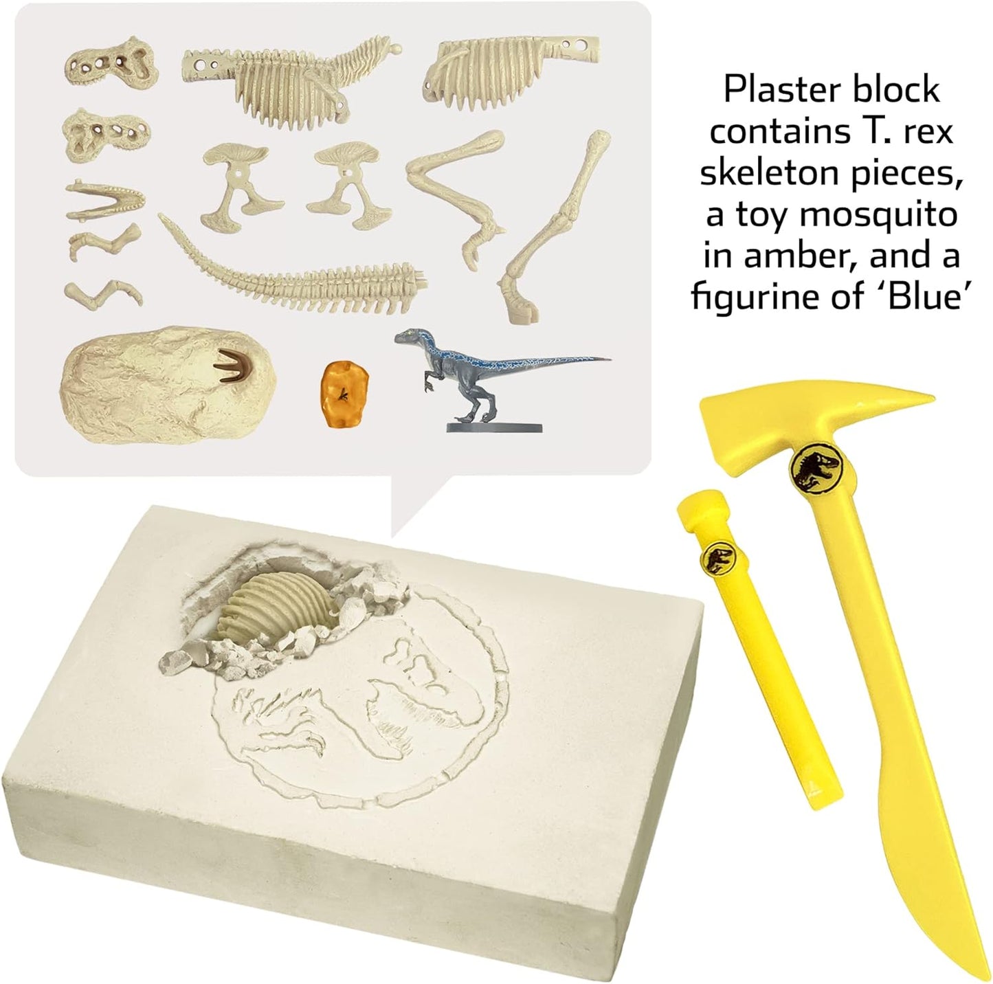 Jurassic World Dominion Dinosaur Dig – Blue, T. Rex & Amber | STEM Excavation Kit from Thames & Kosmos | Dig Out Prehistoric Treasures with Custom Jurassic World Tools | Safe, Dust-Free Activity