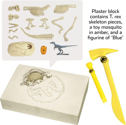 Jurassic World Dominion Dinosaur Dig – Blue, T. Rex & Amber | STEM Excavation Kit from Thames & Kosmos | Dig Out Prehistoric Treasures with Custom Jurassic World Tools | Safe, Dust-Free Activity