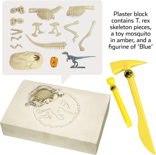 Jurassic World Dominion Dinosaur Dig – Blue, T. Rex & Amber | STEM Excavation Kit from Thames & Kosmos | Dig Out Prehistoric Treasures with Custom Jurassic World Tools | Safe, Dust-Free Activity