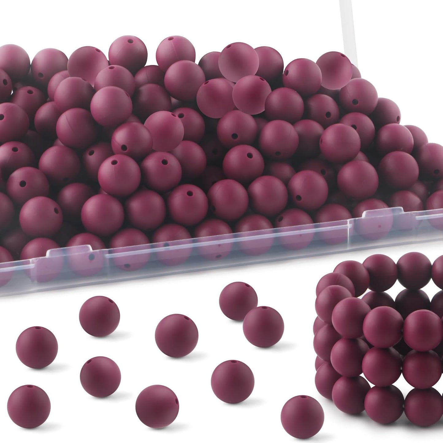 65Pcs 19mm Silicone Beads for Keychain Making Bracelet Necklace, Bulk Round Silicone Beads for Pens（Christmas Green） - Colors A