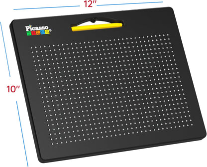 PicassoTiles 2PK 4-in-1 Magnetic Drawing Board 12x10 inch Large Magnet Tablet Pad with 4 Facings Lowercase & Uppercase Alphabets, Numbers, & Freestyle STEM Learning Writing Reading Playboard PTB06