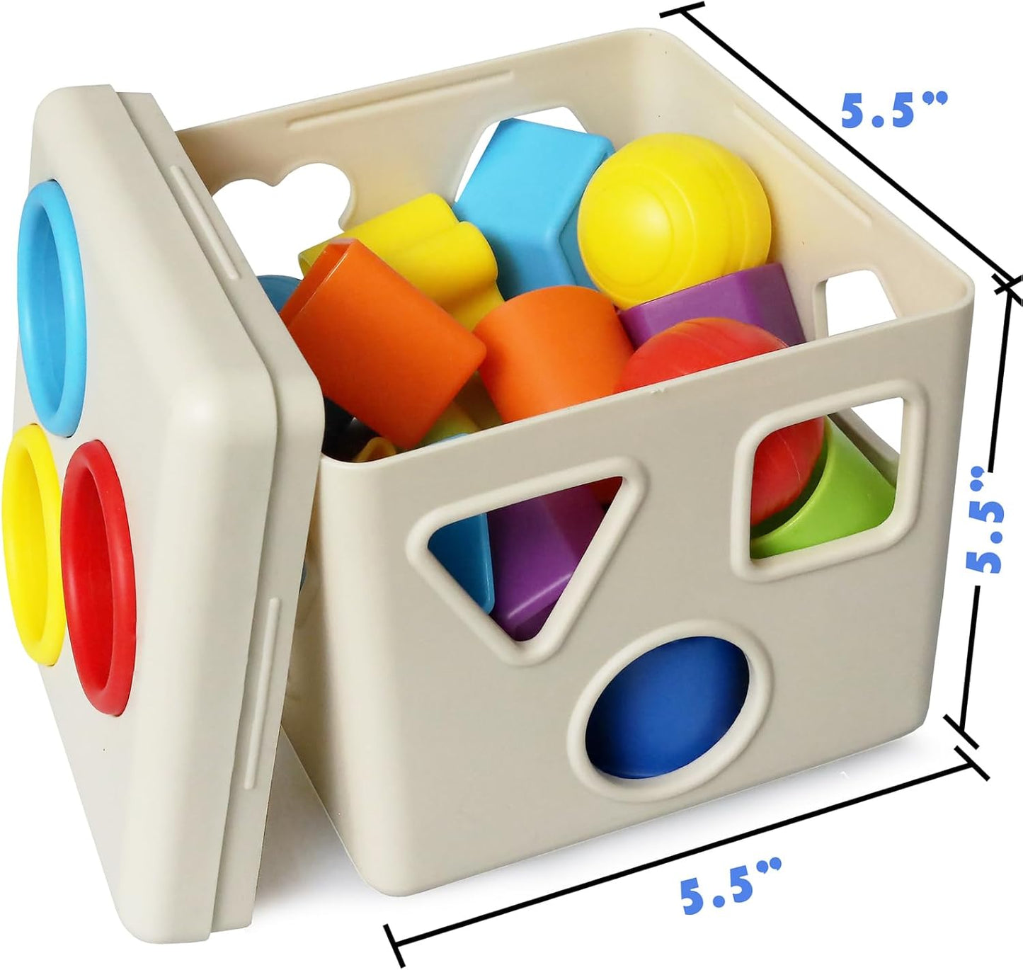 Kiddie Play Shape Sorter Learning Toys for Toddlers 16 pcs Baby Plastic Blocks Shape Sorting Cube