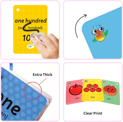 Toddler Number Flash Cards,No.123 Sight Words with Pictures Preschool Kids Flash Cards 28 Pcs with Ring(Number)