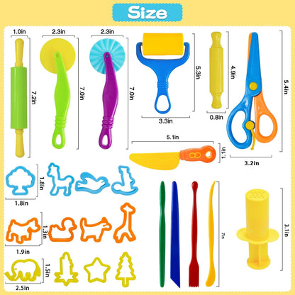 LCY WEDSHI Dough Tool Set, 9 Pcs Dough Tools Sets for Kids Ages 4-8, Dough Accessories Includes Cutters Roller, Rolling Pins, Safety Scissors, Plastic Knife, Plastic Rollers