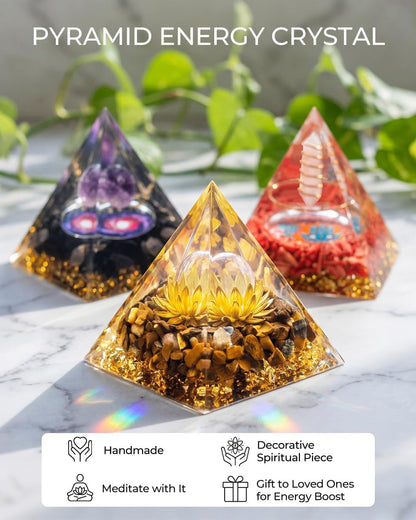 Crystals and Healing Stones, 9 Pcs Healing Crystals Set, 7 Chakra Crystal Stones Set Real Natural Selenite Pyramid Reiki Raw Rock Energy Protection Meditation with Wooden Box, Crystal Gifts for Women