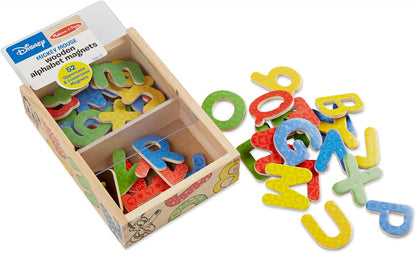 Melissa & Doug Disney Mickey and Friends Wooden Alphabet Magnets - 52 Uppercase and Lowercase Letters