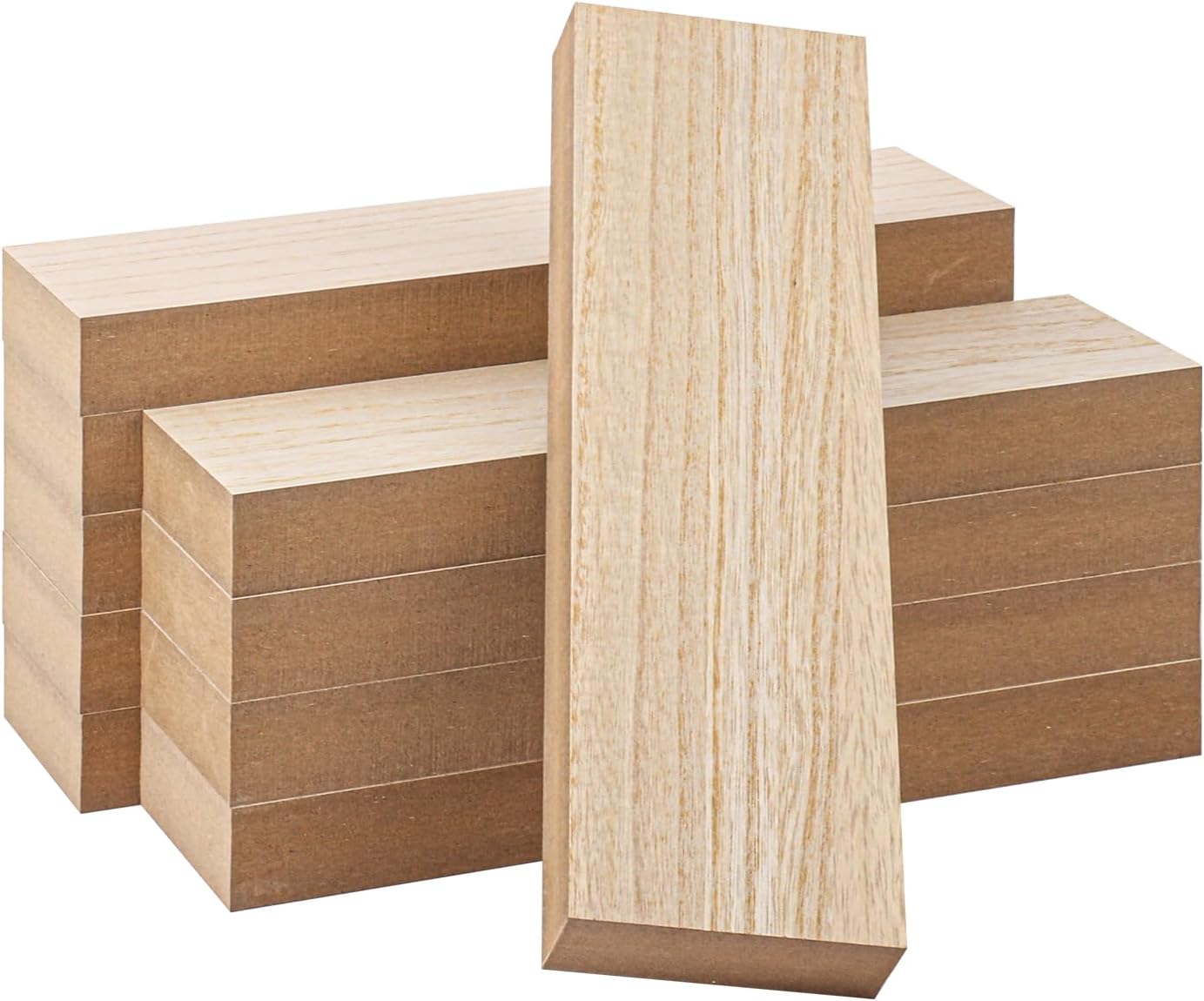 10 Pack Unfinished MDF Wood Rectangle Blocks, 3 x 10 Inch Wooden Blocks for Crafts, DIY Projects, and Custom Decor