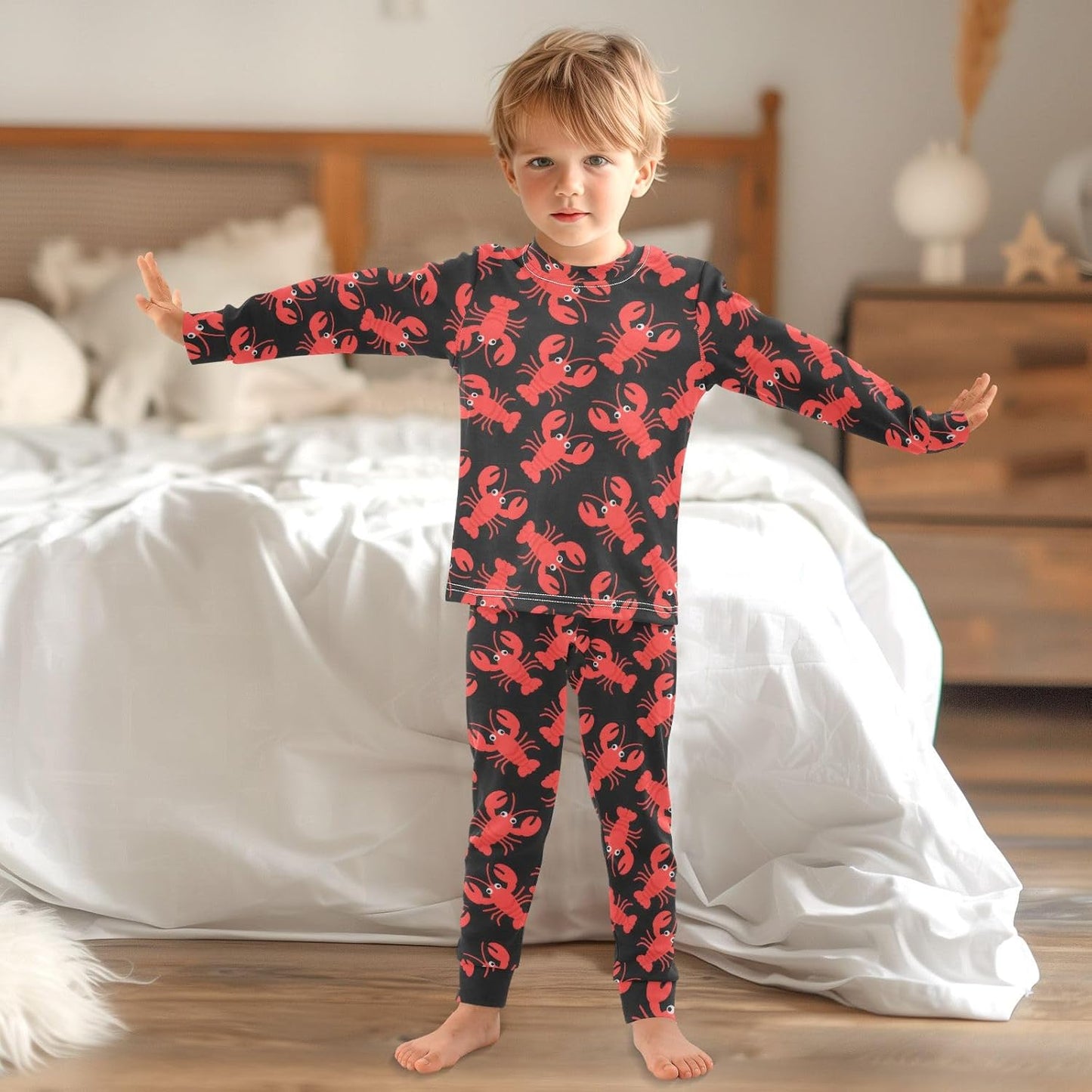 ALAZA Shark Starfish Palm Tree 2 Piece Pajama Set Long Sleeve Top and Pants Sleepwear Unisex - Colors A