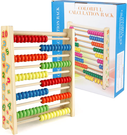 Sealive Wooden Counting Toy - 50 Beads Abacus for Kids Math, Cartoon Giraffe Counters for Kids, Counting Toys for Preschool Learning & Development, Develops Coordination, Motor Skills