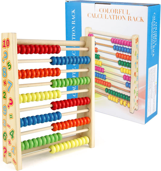 Sealive Wooden Counting Toy - 50 Beads Abacus for Kids Math, Cartoon Giraffe Counters for Kids, Counting Toys for Preschool Learning & Development, Develops Coordination, Motor Skills