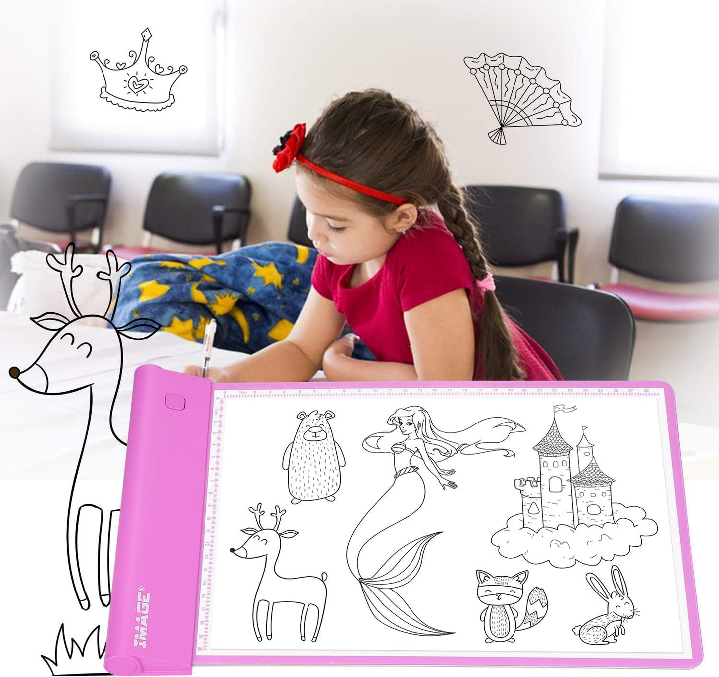 IMAGE Light Up Tracing Pad for Kids Drawing Tablet Board Children Portable Art Christmas Gift for Boys Girls Ages 6+ (Includes 10 Traceable Sheets and Two Clips), Durable & Fun Creative Toy(Blue)