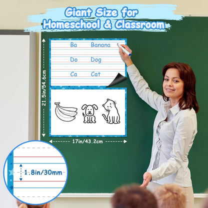 Giant Magnetic Dry Erase Handwriting Paper for Classroom Whiteboards – Reusable Writing Chart with Lined Paper Design, Perfect for Handwriting Practice, Homeschooling, and Teacher Essentials