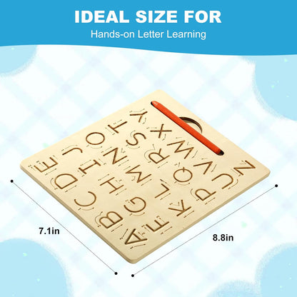 Wooden Letters Practicing Board,Reusable Handwriting Alphabet Tracing Board Double-Sided Toddlers and Preschool Gifts Learning Toys Learning to Write ABC for Kids Ages 3-8