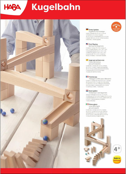 HABA Wooden Marble Run Ball Track Building Set for 4-10 Year Olds, STEM Toy with 49-Piece Wooden Track and Marbles, Montessori Toys for 4 Year Olds
