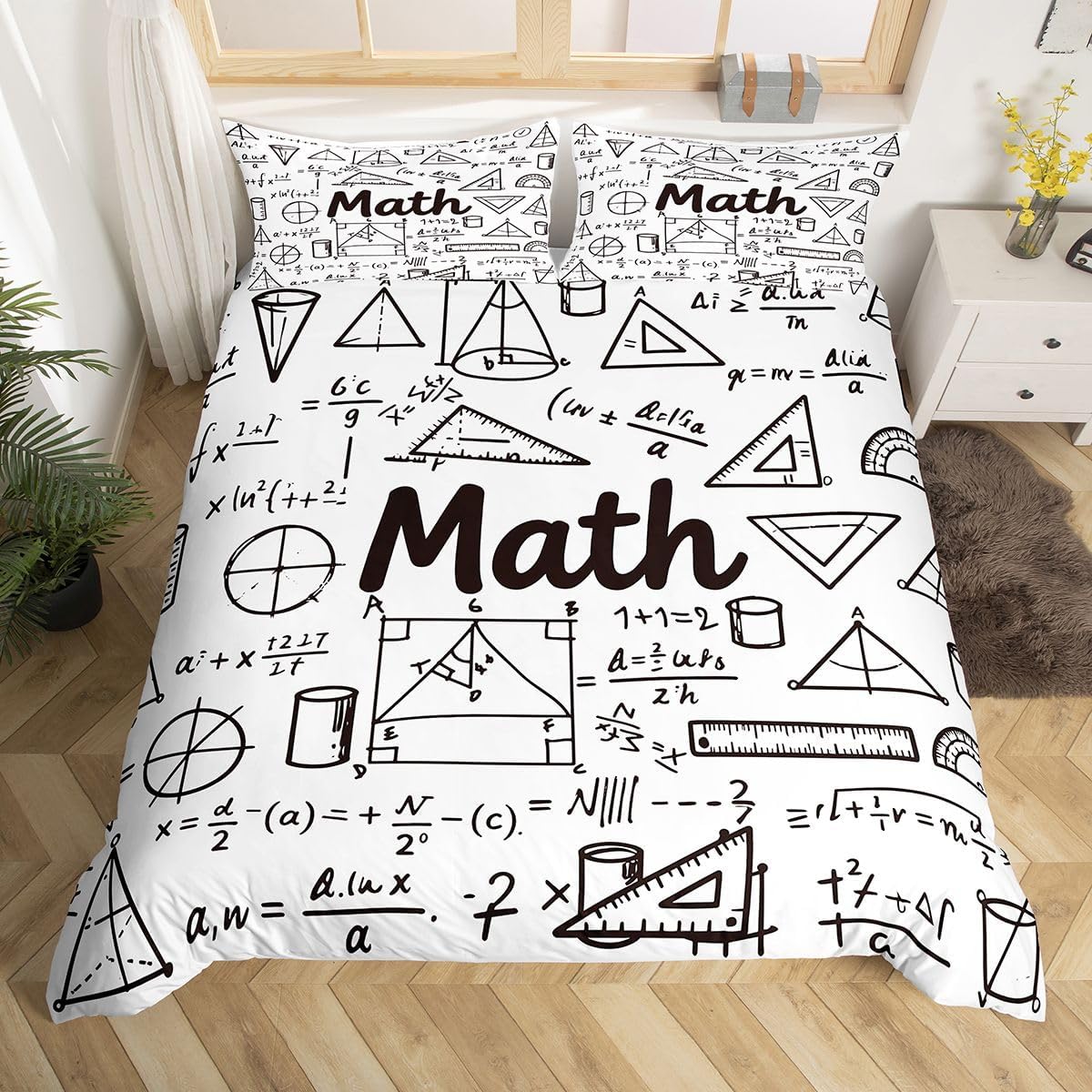 Erosebridal Chemistry Lab Bedding Set Twin Size Chemical Equation Duvet Cover for Boys Girls Chemical Elements Science Theme Comforter Cover Teens Kids Science Students Bedding School Dorm Room Decor