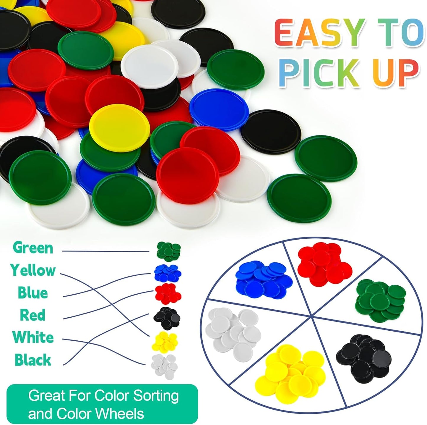 Coopay 600 Pieces Plastic Poker Chips Learning Counters Disks Bingo Chip Counting Discs Markers for Math Practice and Poker Card Game Tokens, Teaching Rewards, 38 mm/ 1.5 Inches (Red)
