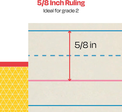School Smart Zaner-Bloser Writing Paper, Handwriting Practice Lined Paper, Grade 2 to 3 Learning, 1/2 Inch Rule, 10-1/2 x 8 Inches, 500 Sheets