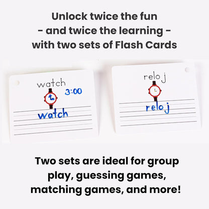 Dry Erase Spanish Flash Cards for Kids | English - Spanish Alphabet Flash Cards for Beginners - Set of 200 ESL Teaching and Learning Bilingual Flashcards for Writing and Reading Games.