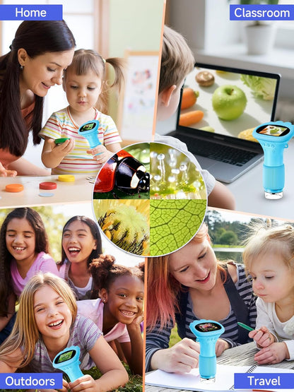 Acoath Microscope for Kids, 1000X Handheld Digital Miniscope with 2.0" Screen, Portable Pocket Microscope Education Toys Birthday Gifts for Age 3 4 5 6 7 8 9 10 Girls Boys