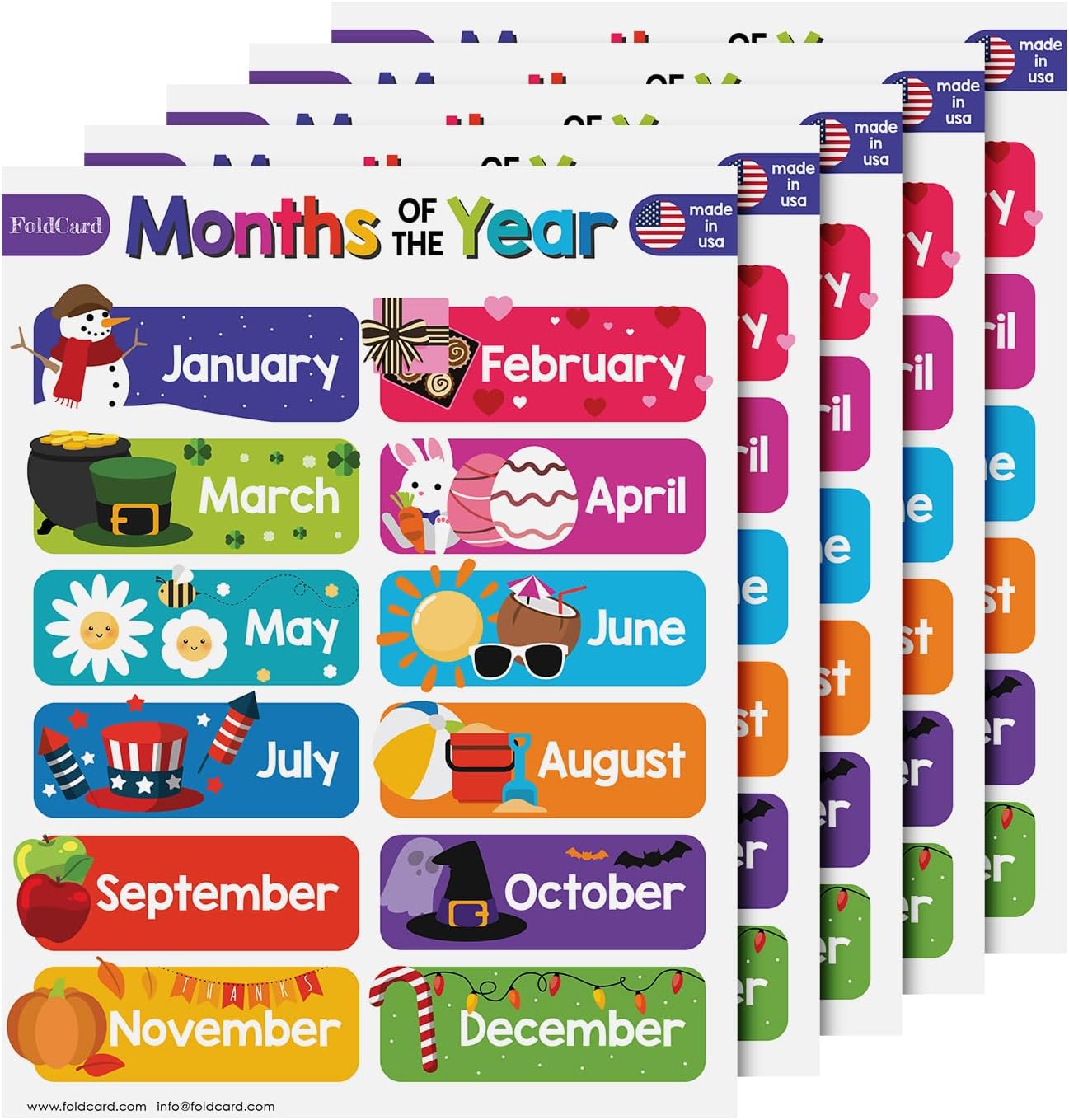 Multiplication Chart Math Table Poster – Double-Sided Educational Visual/Learning Aid Poster, Bright and Colorful | Glossy Durable Cardstock | 8.5 x 11" | 5 per Pack
