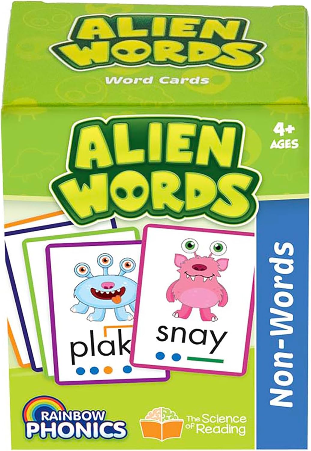 Junior Learning: Rainbow Phonics - Alien Words - 148 Word Cards, Flash Cards with Made Up Words to Help Learn Phonics, Level Based Cards, Kids Ages 4+