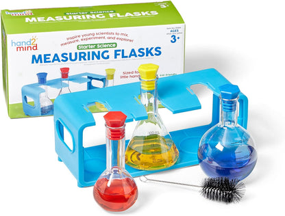 Hand2Mind Starter Science Measuring Flask Set - Plastic Beakers, Measuring Toys, Kids Chemistry Set, Educational Science Kits, Classroom Science Supplies