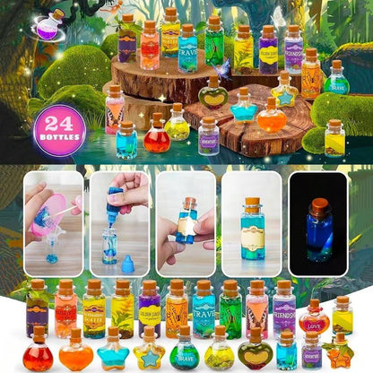 Fairy Potion Making Kit for Kids - Birthday Gifts for Girls Ages 6 7 8 9 10 Ideas for Girls 8-10 - Arts and Crafts Toys for Kids 6-8 - 24 Bottle Magical Workshop Craft Set