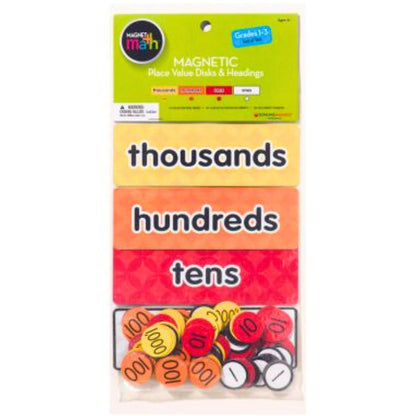 Dowling Magnets Magnetic Place Value Disks & Headings (Grades 1–3): Ones, Tens, Hundreds, Thousands. Magnetic Place Value Manipulatives. Item 732159