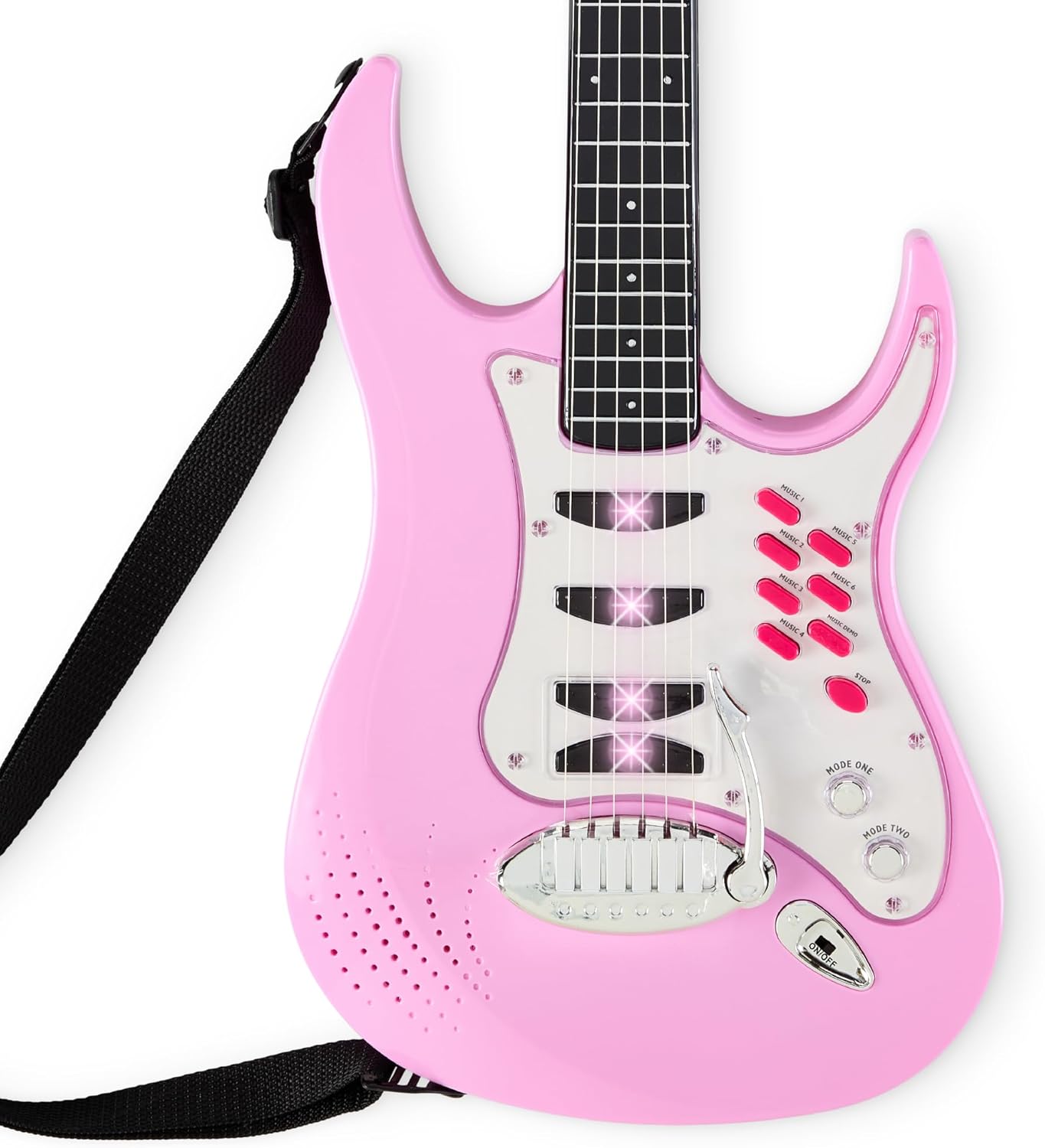 Best Choice Products Kids Electric Guitar Set with Microphone & Amp, Interactive Musical Toy for Boys & Girls, Lights & Sounds, Demo Songs, AUX Input, DIY Stickers - Blue