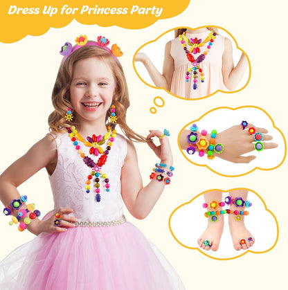 NEXBOX Girls Crafts Jewelry Making Kit for Toddlers - Pop Beads Toys Sets for Little Kids Age 3 4 5 6 Year Old, Ideas Birthday Gifts