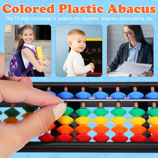 Toddmomy Abacus Soroban for Kids, Plastic Abacus Beads Chinese Calculator 17 Digits Math Learning Educational Counting Tool for Kids Adults