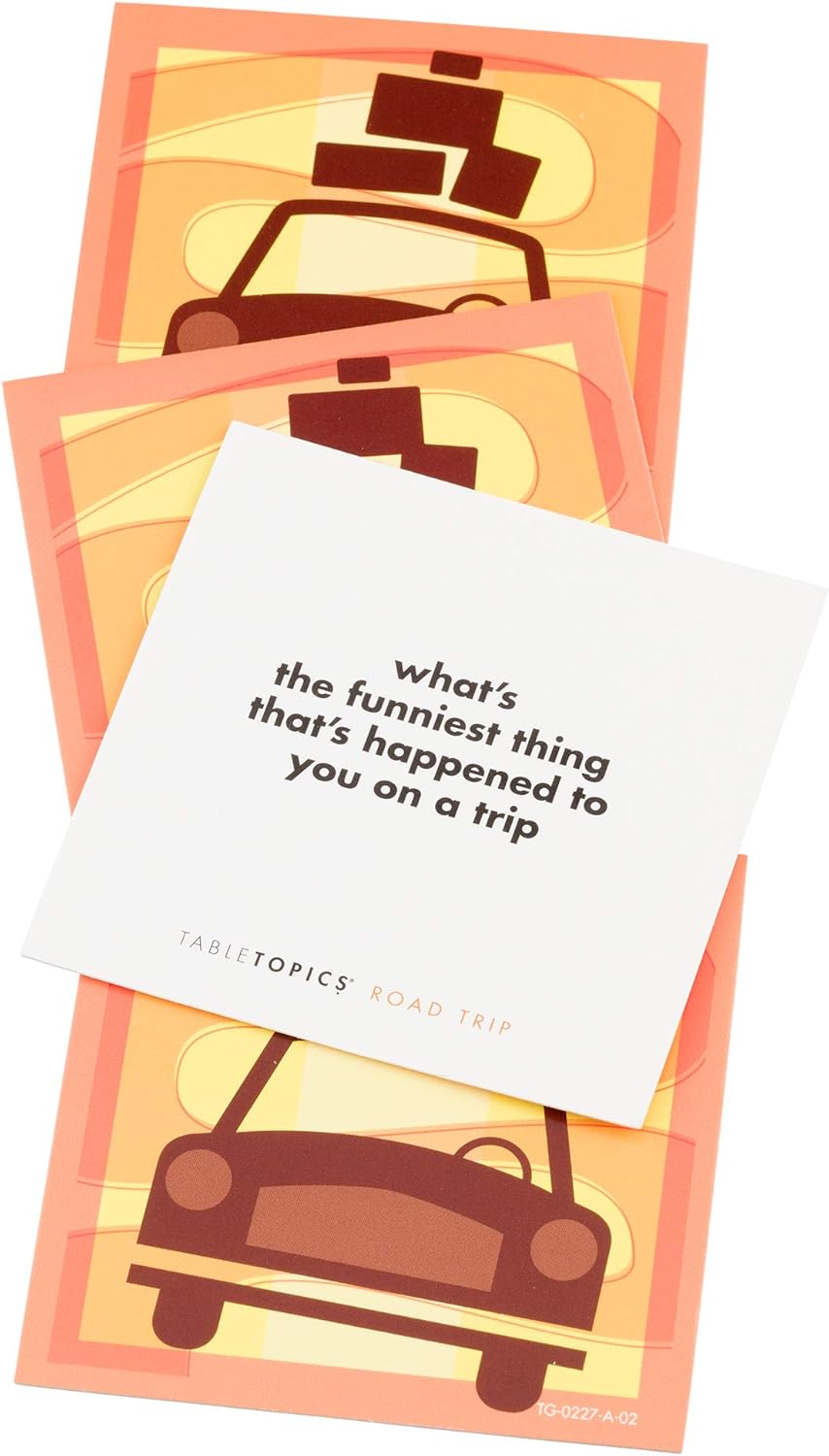 TableTopics Road Trip to Go Conversation Cards for Families, 40 Questions for Fun & Connection with Kids in The Car, During Travel, & Game Night, Roadtrip Essential, Stocking Stuffer