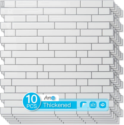 Art3d 10-Sheet Heavy-Duty Peel and Stick Backsplash, Waterproof Wall Tiles Stick on Kitchen Backsplash Living Space, Carrara Grey