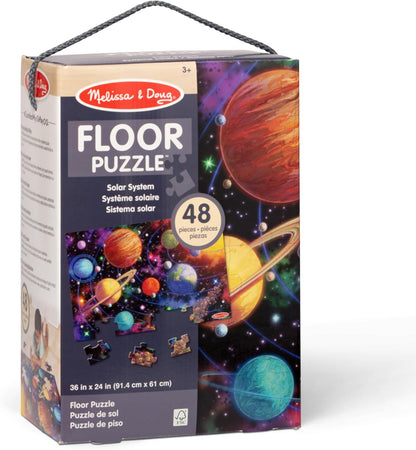Melissa & Doug Solar System Jumbo Floor Puzzle, 48-Piece Space-Themed Jigsaw Puzzle with Planet Guide, 3 x 2 Foot Kids Puzzles for Toddlers Ages 3+ (No Text on Puzzle)
