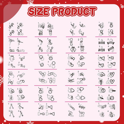 Metal Brain Teaser Puzzles Ring Educational Toys, Steel IQ Games Physics Mind Metal Puzzles for Adults, Unlock Interlock Game, Brain Teaser Puzzle for Party Favor Kids (A+B+C)